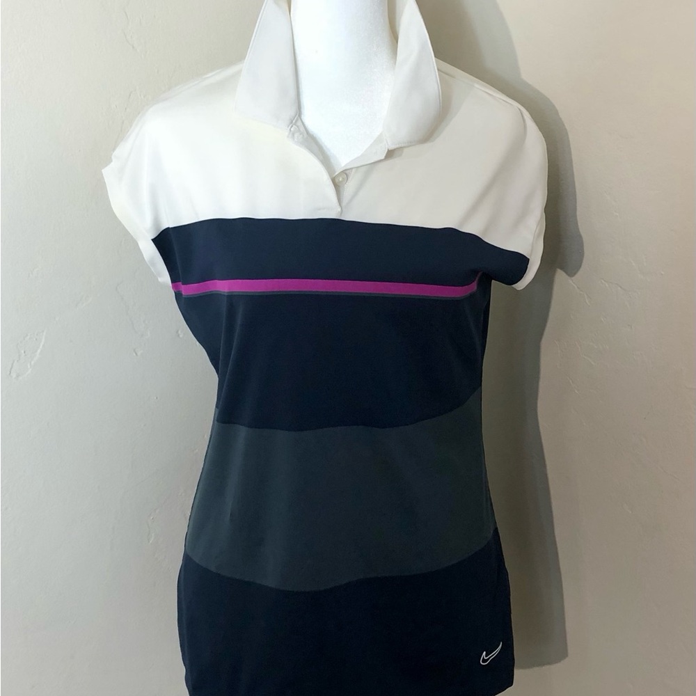 NIKE Golf Shirt Dri-Fit Tour SZ M Colorblock Polo Short Sleeve